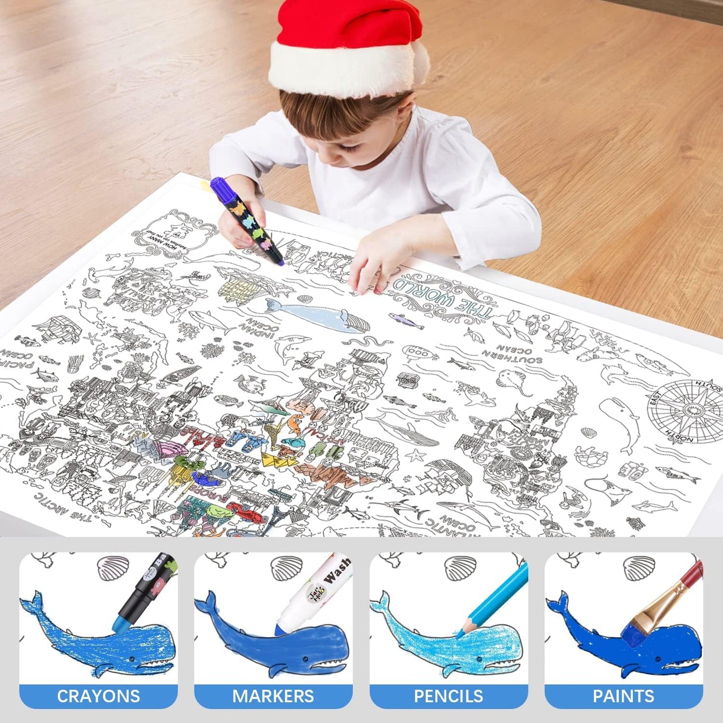 Giant World Map Poster for Kids