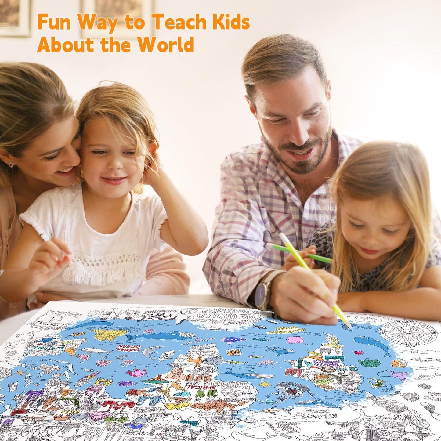 Giant World Map Poster for Kids