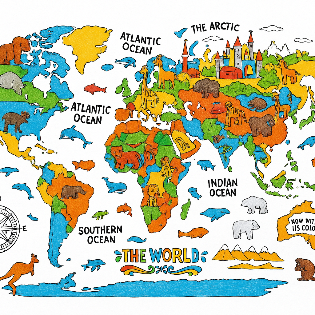 Giant World Map Poster for Kids