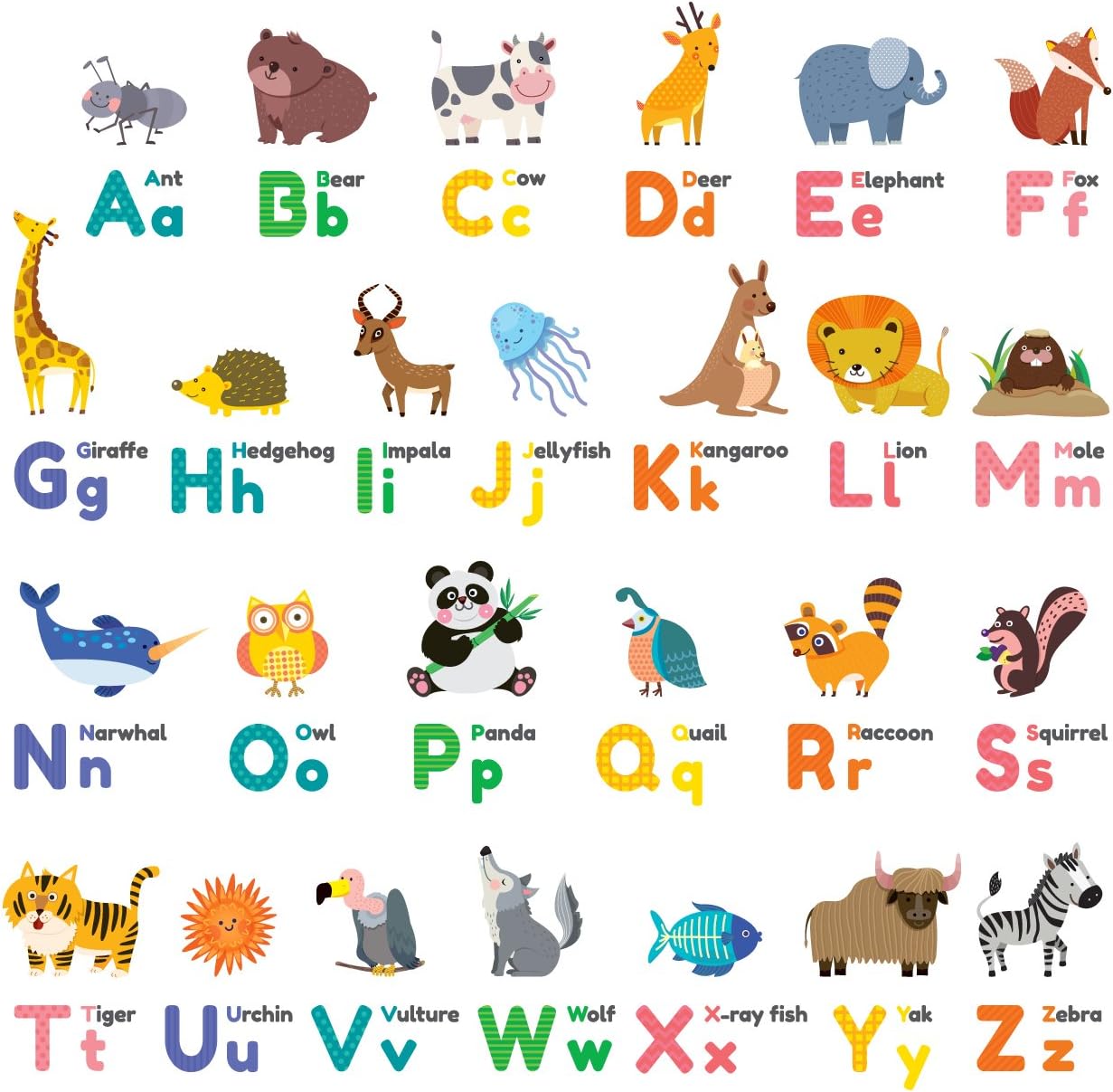 Alphabet Letters for Wall With Colorful Animals