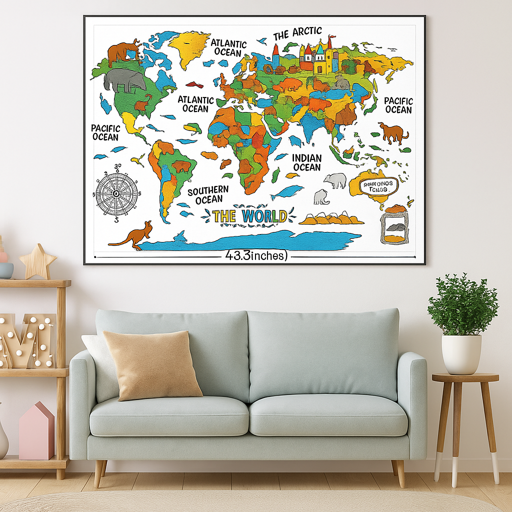 Giant World Map Poster for Kids