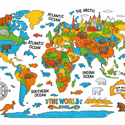 Giant World Map Poster for Kids